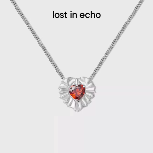lostinecho心形褶皱边双层项链