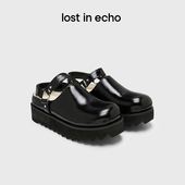 断码 lost echo加绒外穿厚底增高真皮勃肯拖鞋 女