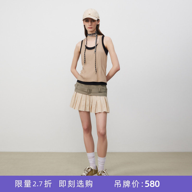 lostinecho撞色双层针织吊带图片