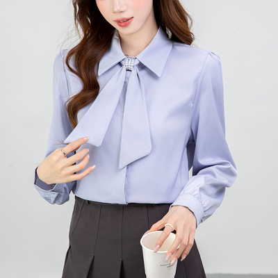蝴蝶结珍珠装饰通勤OL职场衬衫