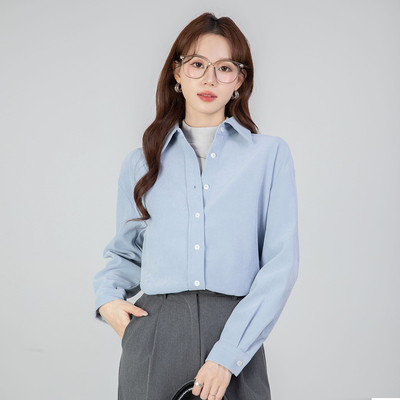 气质叠穿磨毛衬衫女秋冬通勤