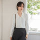 上班通勤穿搭 小众设计感v领雪纺衫 法式 白色衬衫