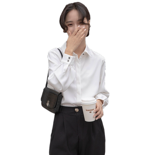 白色长袖衬衫职业正装工作服面试工装气质上衣秋冬气质通勤衬衣女