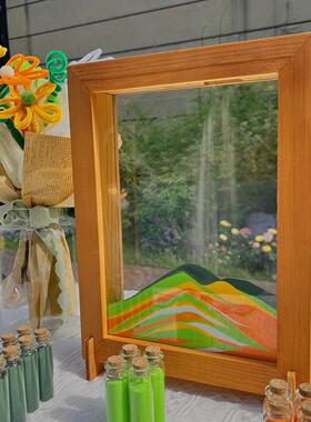 流沙画签到相框diy材料包幼儿园小学开学仪式感场景布置摆件跨境