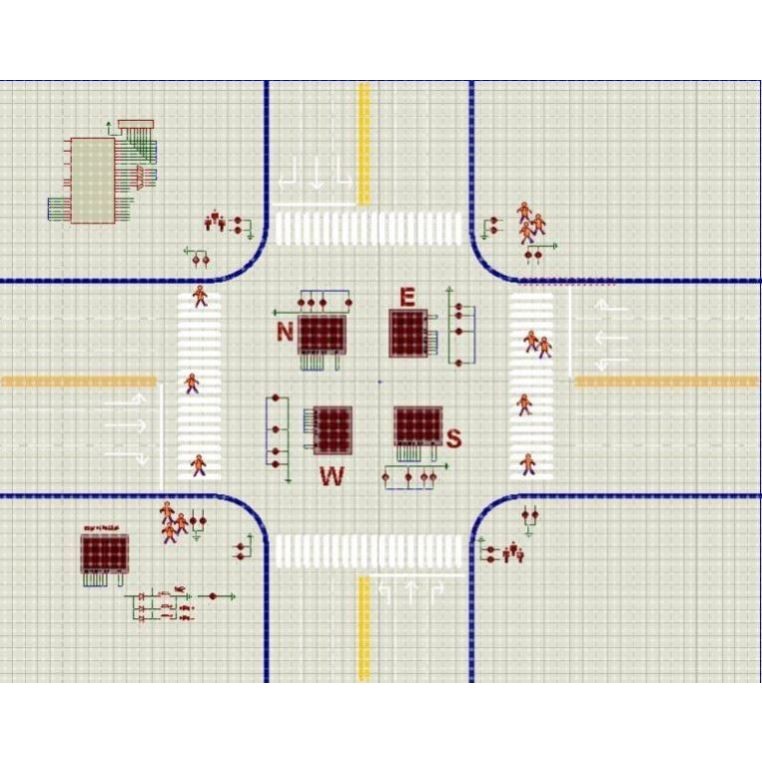 单片机模拟十字路口交通灯Proteus仿真C语言程序可调整红绿灯时间