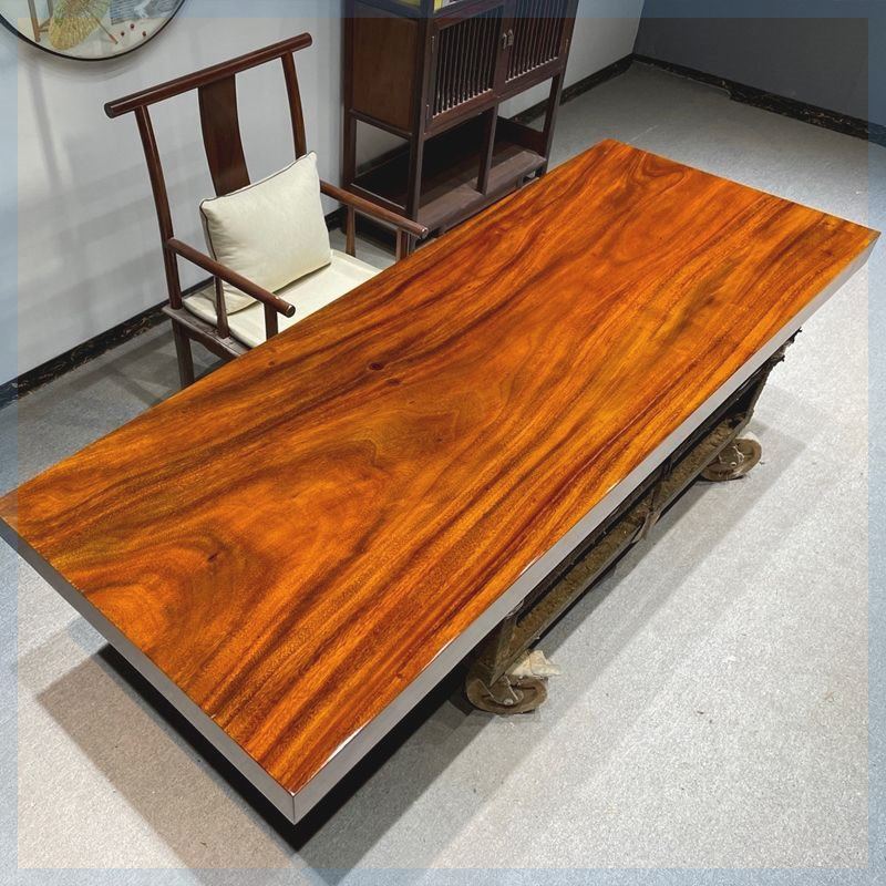 奥坎实木大板茶桌胡桃木办公桌原木整板花梨木桌面巴花黑檀清仓
