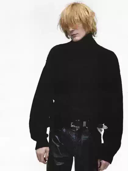 In Stock Erd24Fw Show-Stopping Turtleneck Knit Sweater, Wool Cable Pattern, Old Money Style, Melancholic Rich Kid