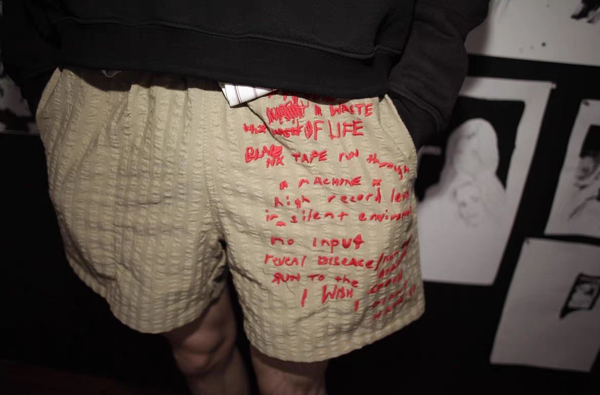 thumbnail for Spot second ERD22ss striped poetry embroidered shorts melancholic rich second generation