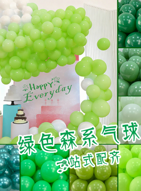 复古牛油果橄榄绿墨绿色气球儿童生日派对布置森林系主题场景装饰