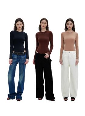 TXLYB skims同款双层高弹连体塑身衣同款紧身圆领纯色打底长袖女