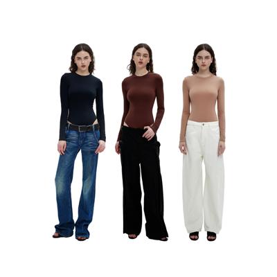 skims同款双层高弹长袖连体衣