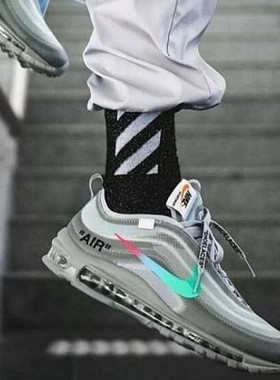 Nike Air Max 97 Menta Off-White联名款复古彩虹灰色跑步鞋