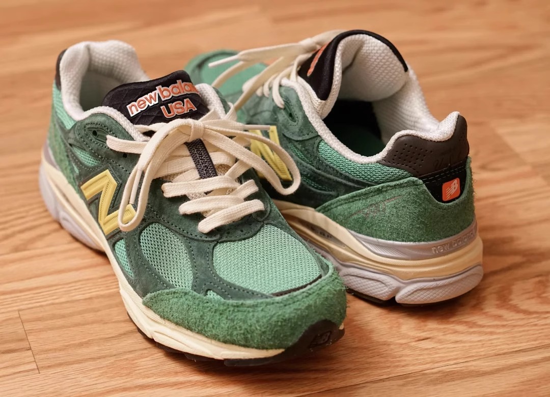 美产New Balance x Teddy NB 990V3 复古绿色男女跑步鞋 M990GG3