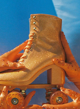 溜冰鞋 Impala Rollerskates新款亮橙色闪光轮女士专业双排轮滑鞋