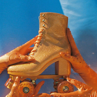 溜冰鞋 Impala Rollerskates新款亮橙色闪光轮女士专业双排轮滑鞋