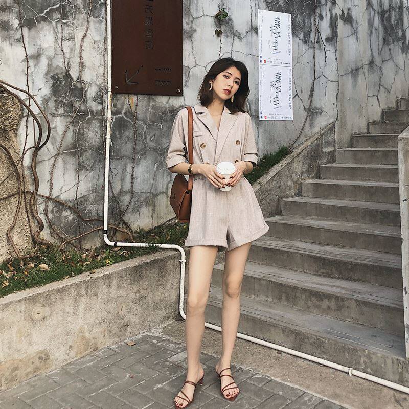 热连体裤女夏2019韩版新款连身套装显瘦领收腰西装阔腿裤连衣短新在类目 女装/女士精品, 裤子, 休闲裤中 - 来自Buy2taobao.com提供专业的淘宝代购服务