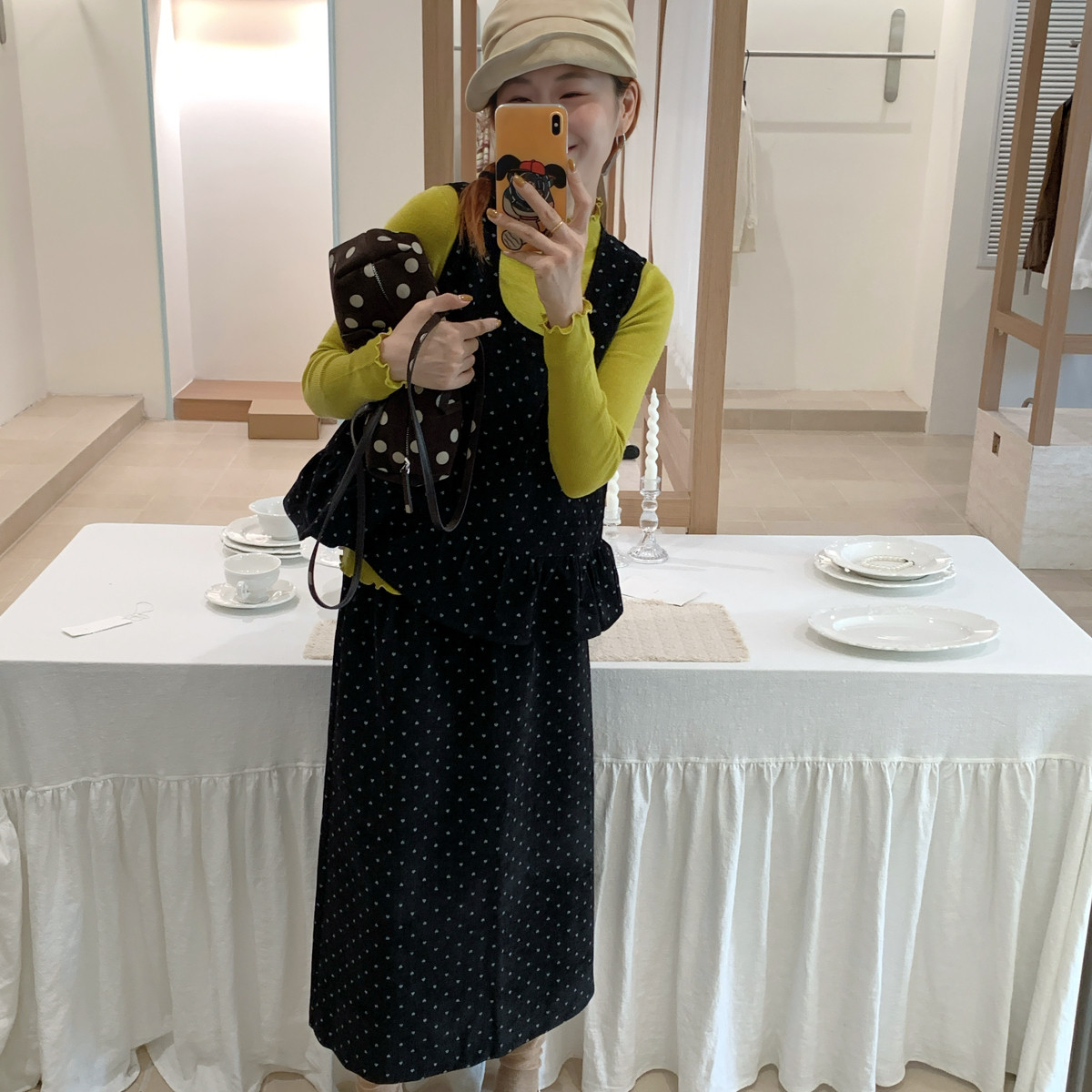 Vaoom-下摆背心+开衩松紧腰半身裙套装两件套,不含打底衫VB90134图片