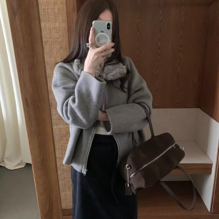 Hand made-冬上新休闲立领毛呢外套短款长袖羊毛外套2019-231