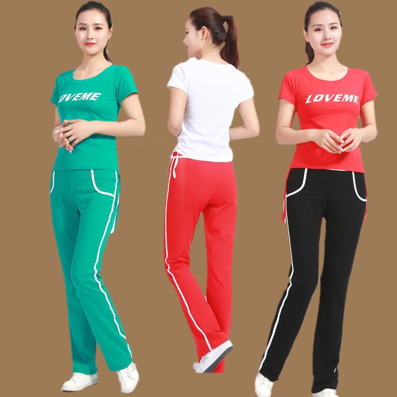 云裳舞蹈服健身舞服鬼步印花短袖纯棉广场舞服装中老年人演出服夏