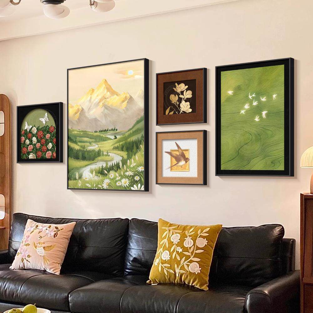 日照金山奶油中古风客厅装饰画高级感沙发背景墙挂画法式复古壁画,家居饰品,现代装饰画,淘宝优惠券,粉丝福利购,淘宝优惠卷