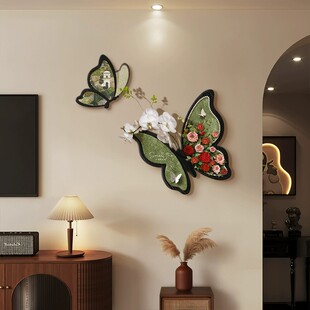 中古风蝴蝶餐厅装饰画2025新款双联创意壁饰客厅墙面挂件法式挂画