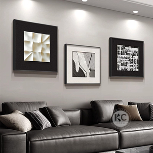 意式极简轻奢客厅玄关装饰画简约现代沙发背景墙挂画黑白抽象壁画