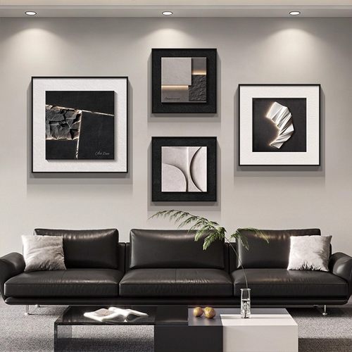 kc意式轻奢几何抽象客厅高级挂画