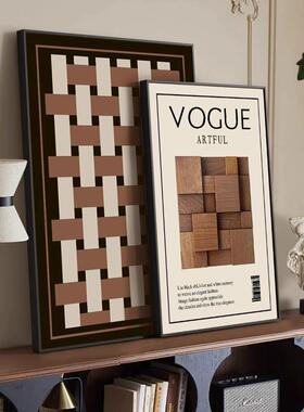 美拉德玄关斗柜摆件客厅电视柜摆画装饰画意式极简餐厅挂画中古风