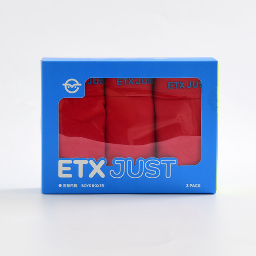儿童内裤ETXJUST男童四角底裤中大童棉初中生平角男孩红色喜庆