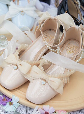 B品浪漫不渝原创女鞋低跟凉鞋夏季单鞋微瑕蝴蝶结古典风清仓处理