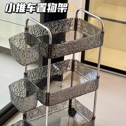零食小推车置物架家用客厅厨房可移动多层收纳架卫生间落地式架子
