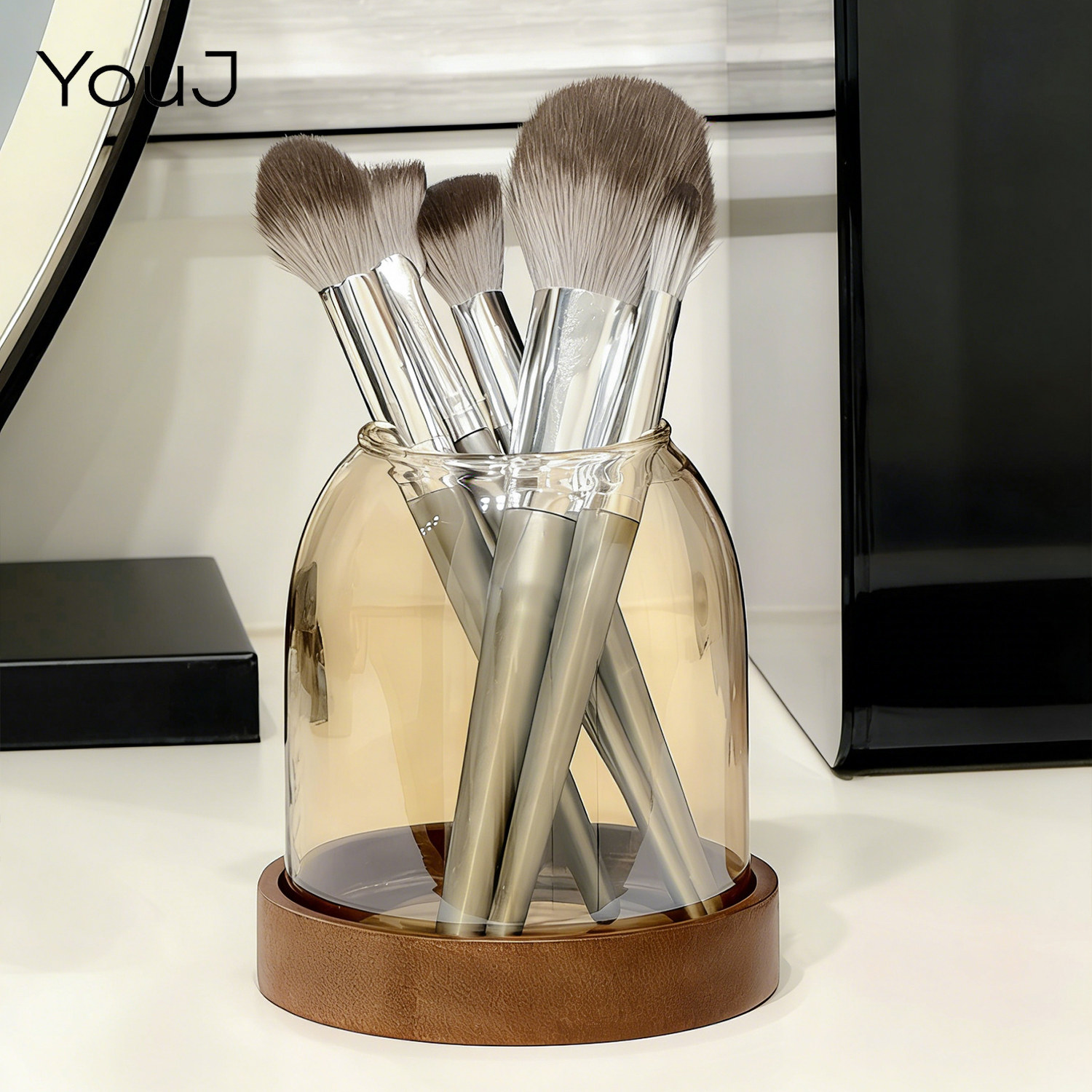 化妆刷收纳桶收纳盒刷具防尘眼影刷化妆笔刷具透明旋转刷子收纳筒,收纳整理,化妆刷收纳盒/桶,淘宝优惠券,粉丝福利购,淘宝优惠卷