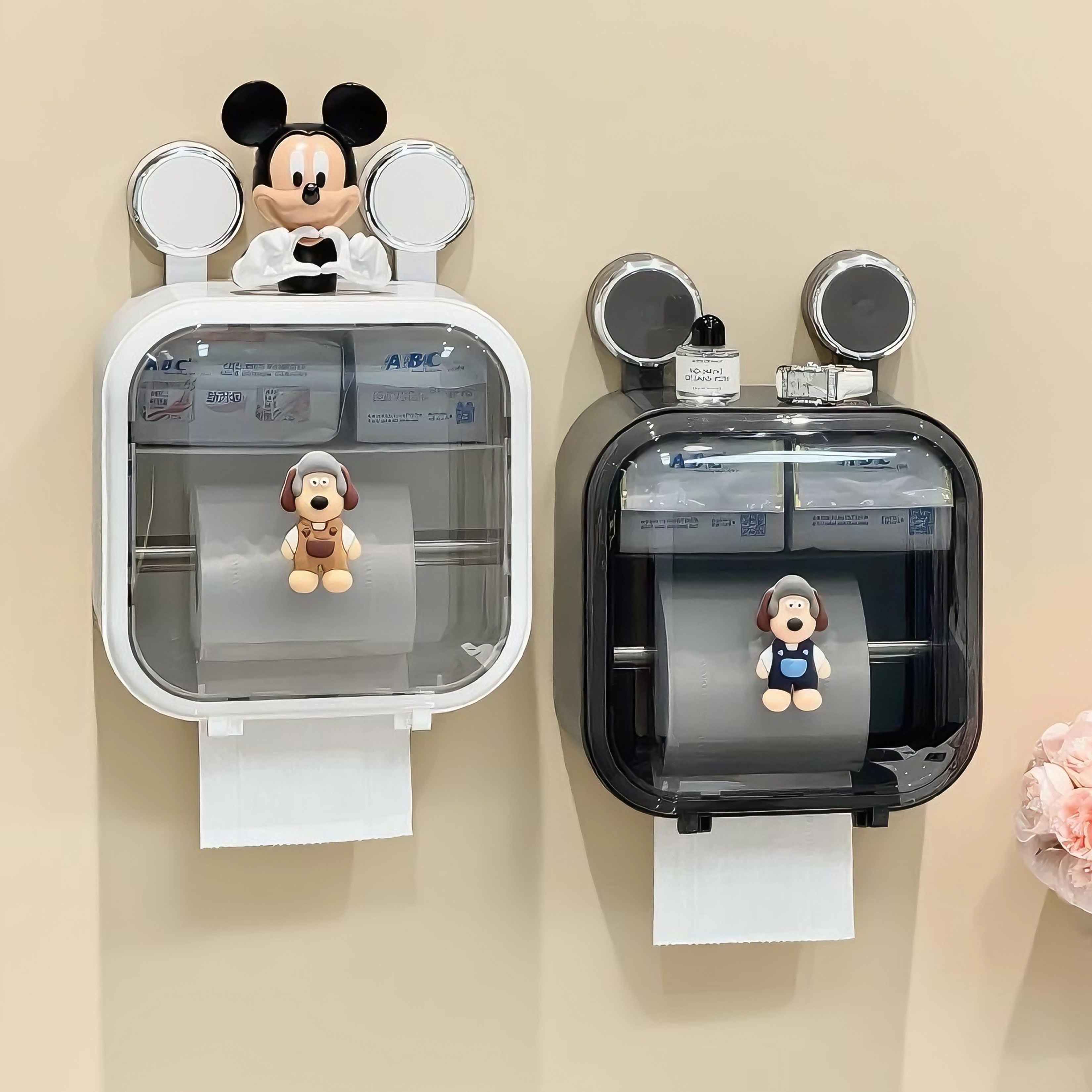 吸盘壁挂式免打孔防水收纳纸巾盒