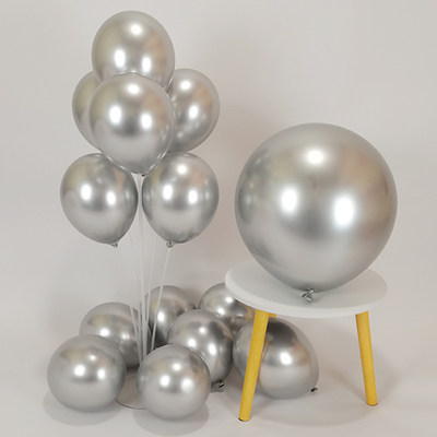 金属银色5寸10寸12寸18寸圆形气球结婚礼场景布置KTV生日造型装饰