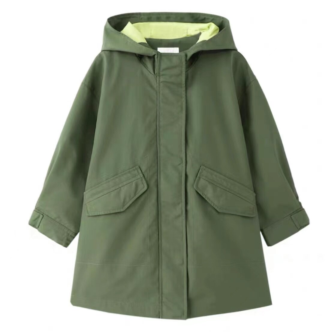 ANNAI 아동복 여아 봄 가을 짠 후드 중간 길이 코트 윈드 브레이커 탑 EG035317