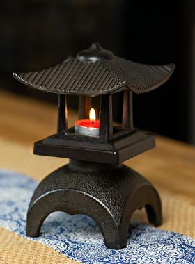 铸铁长安灯铁艺茶室摆件酥油灯中国风复古禅意灯民宿庭院寺庙烛台