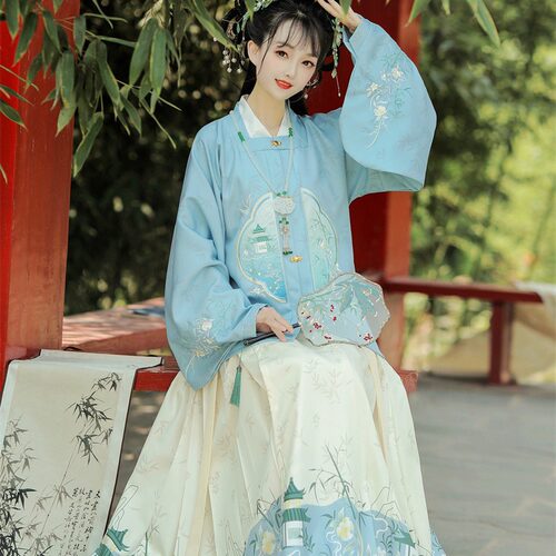 立领成人汉服明制汉服女2024新款春季马面裙套装改良古装琵琶袖