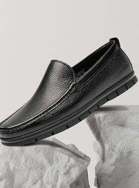 J.Benato宾度男鞋新款男士商务休闲皮鞋乐福鞋低帮舒适防滑套脚鞋