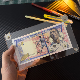 皇马C罗亚克力板砖19cmX11cm纪念钞版画足球葡萄牙