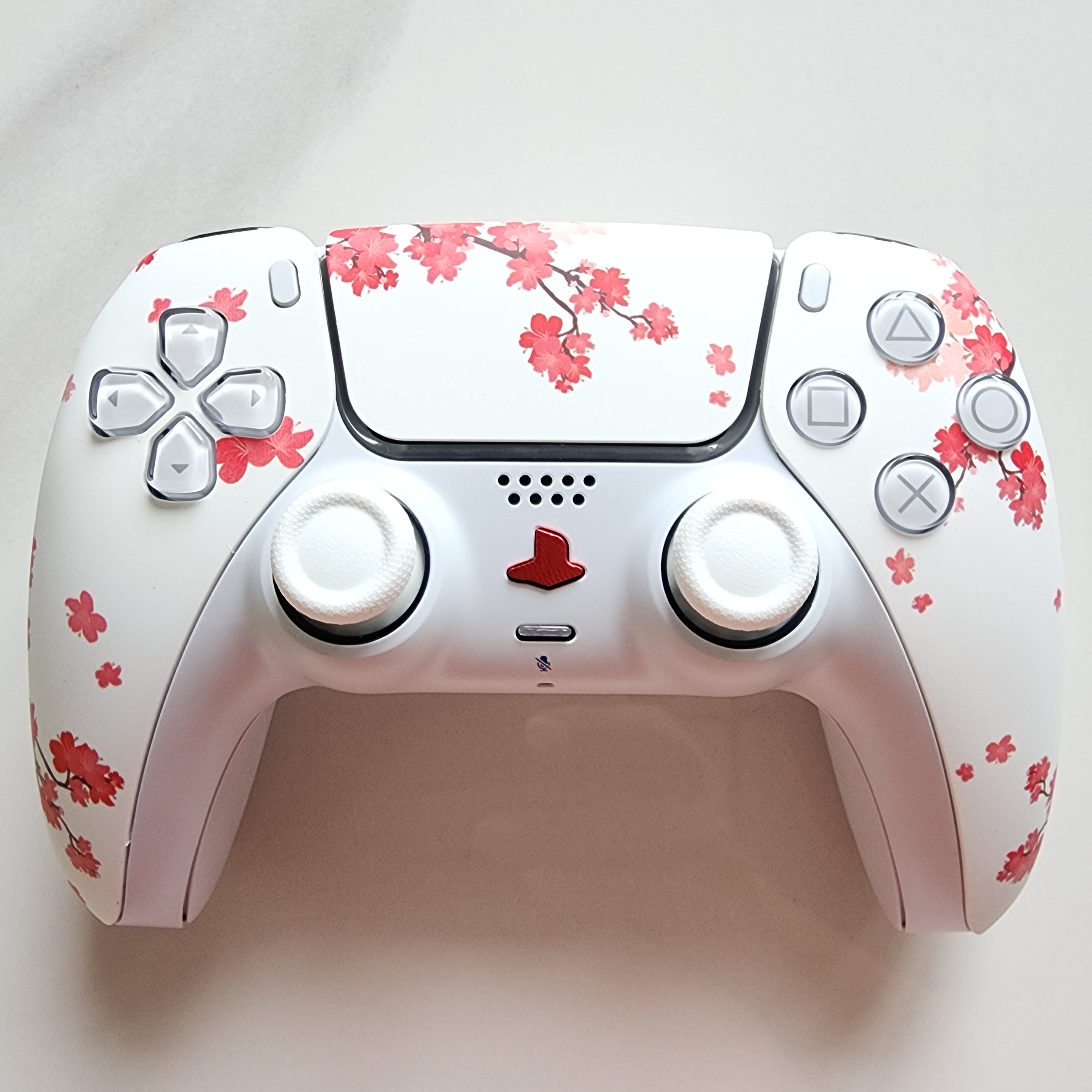 PS5手柄升级改装霍尔电磁摇杆TMR摇杆PS5原装游戏机手柄 白梅花