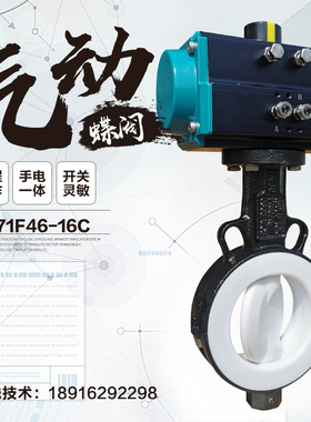 气动衬四氟蝶阀化工防腐蚀耐浓酸强碱防爆切断调节衬氟阀门D671F4