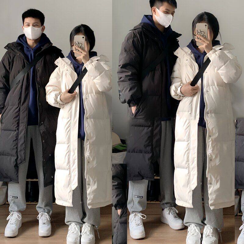 冬装年同款2025过膝宽松羽绒服外套情侣新款中长款加厚中戏女韩版