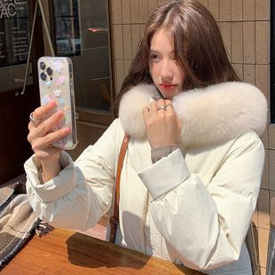 2025白大中长款新款女毛领加厚羽绒服外套极寒平湖冬装学院风鸭绒