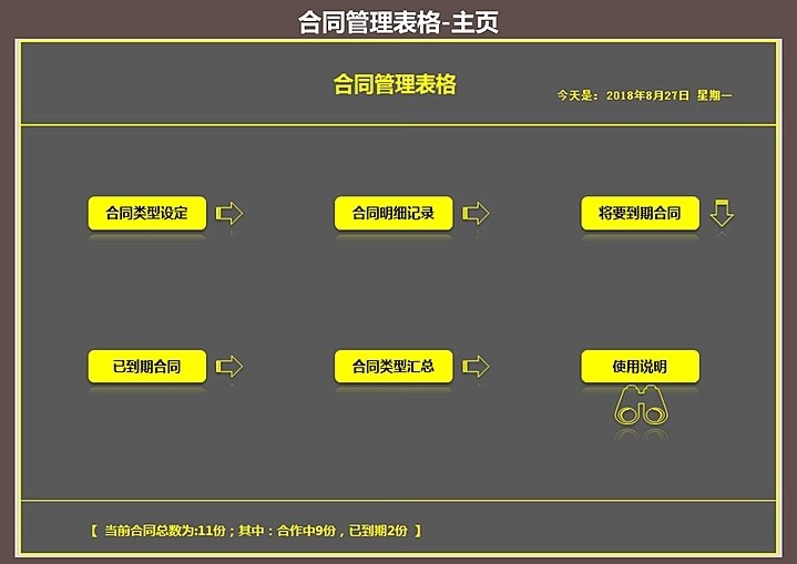 合同管理软件表格excel将要到期合同自动提醒预警
