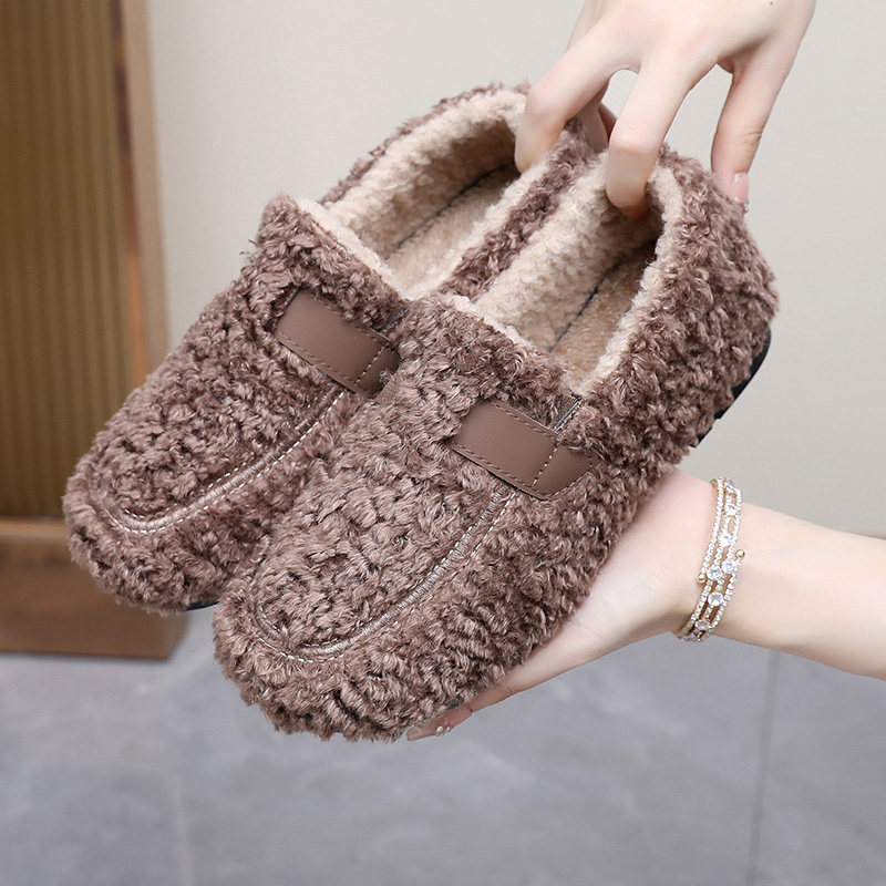 2025秋冬季新款加绒豆豆浅口鞋百搭平底保暖棉鞋温柔女外穿毛毛鞋,女鞋,棉鞋,淘宝优惠券,粉丝福利购,淘宝优惠卷