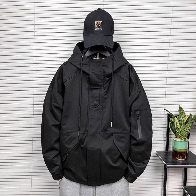 户外运动休闲外套男秋季新款潮牌连帽夹克高级感简约纯色工装上衣,男装,羽绒马甲,淘宝优惠券,粉丝福利购,淘宝优惠卷