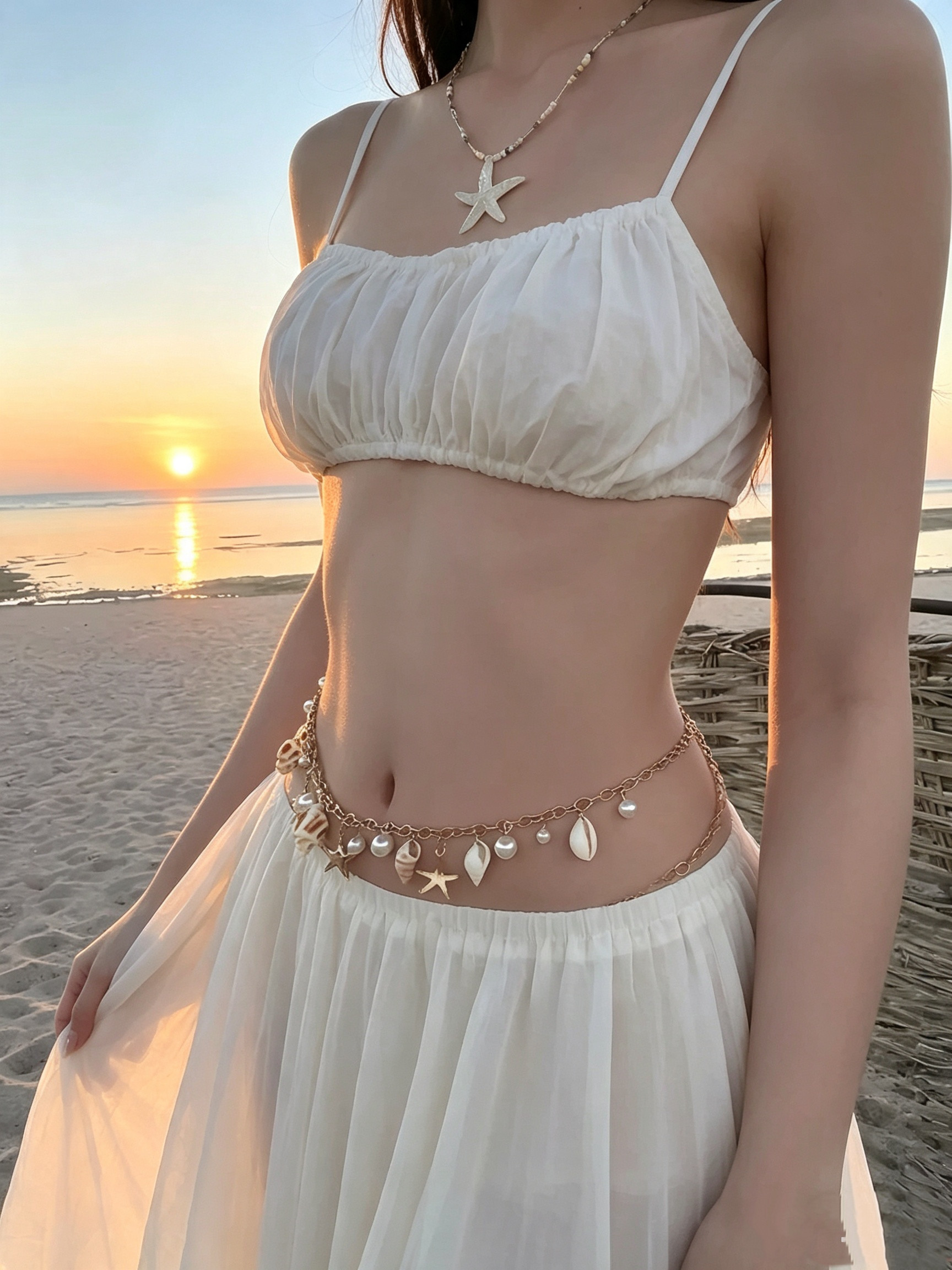 夏日沙滩贝壳海星腰链波西米亚风流苏腰带性感海边旅游拍照身体链