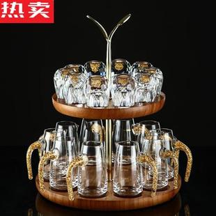 高档德国进口品质轻奢高档水晶玻璃金箔白酒杯10壶10杯套装 创意一