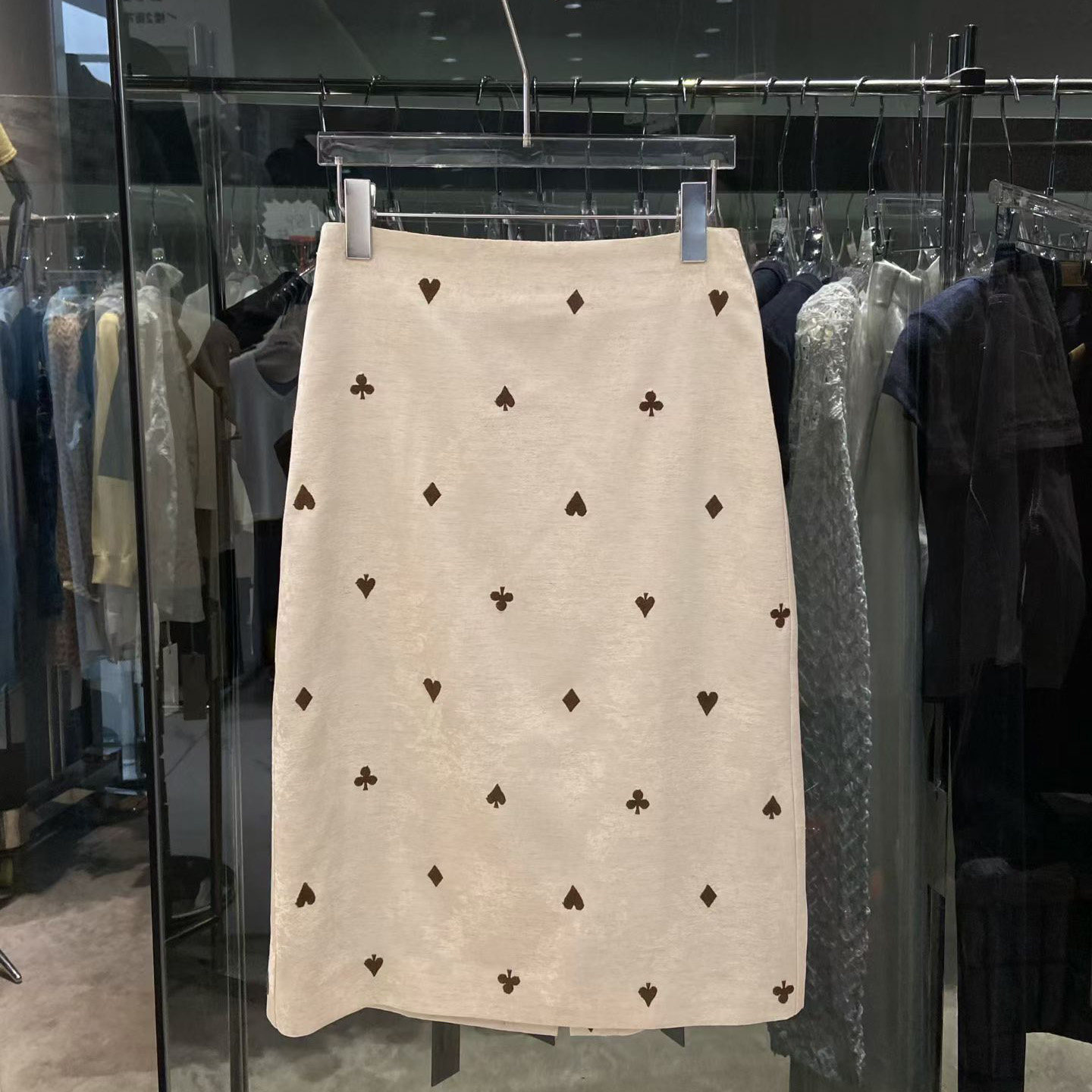 2026春 高腰爱心图案亚麻半身裙女中长款百搭A字裙包臀裙开衩短裙,女装/女士精品,半身裙,淘宝优惠券,粉丝福利购,淘宝优惠卷