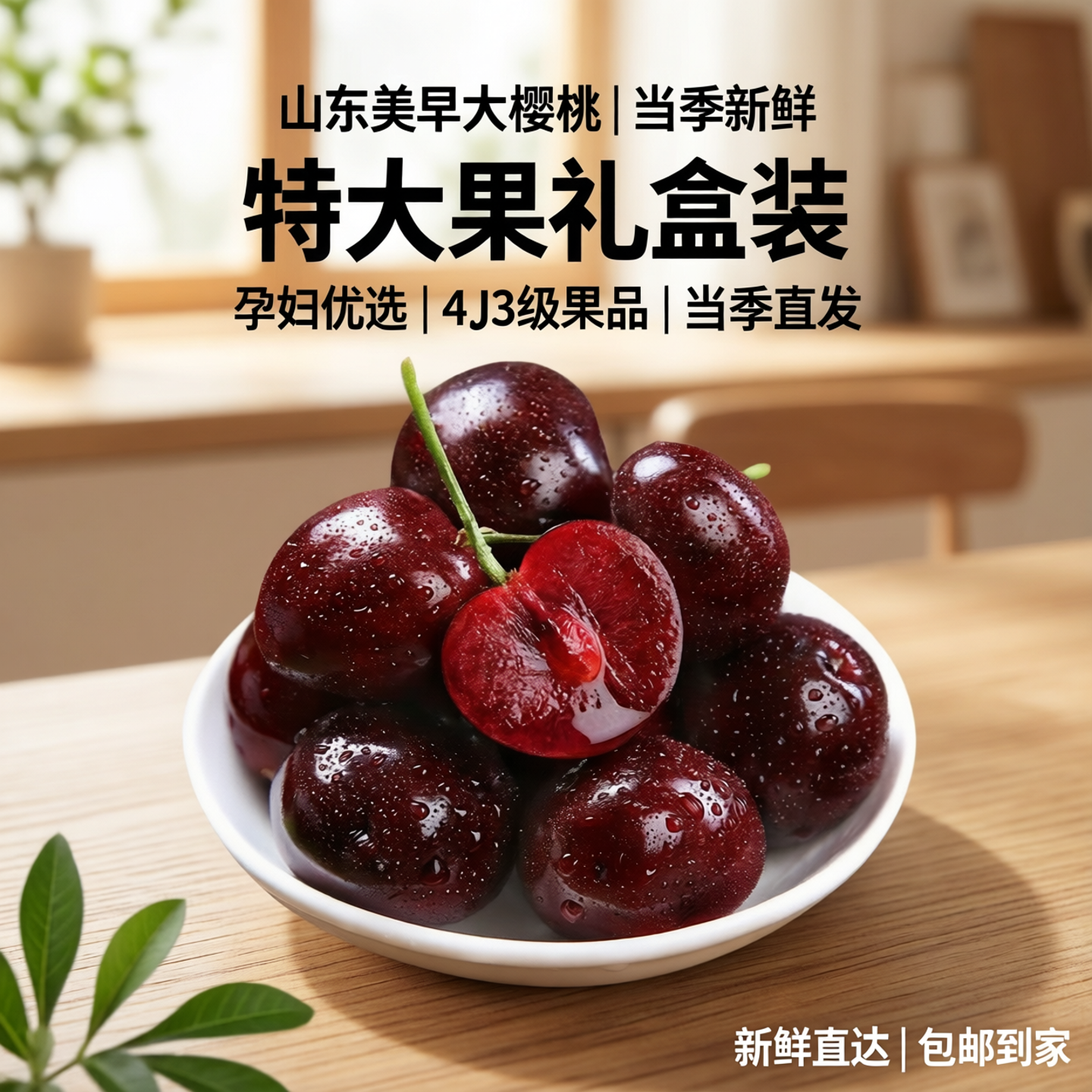 山东美早大樱桃车厘子5斤新鲜水果当季整箱包邮孕妇4j3礼盒特大果
